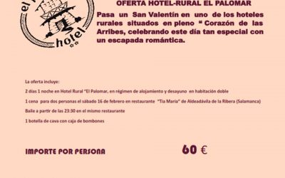 Celebra San Valentín con tu pareja en El Hotel Rural El Palomar