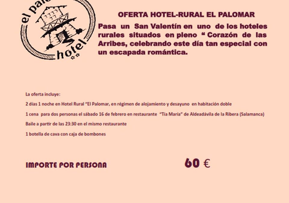 Celebra San Valentín con tu pareja en El Hotel Rural El Palomar